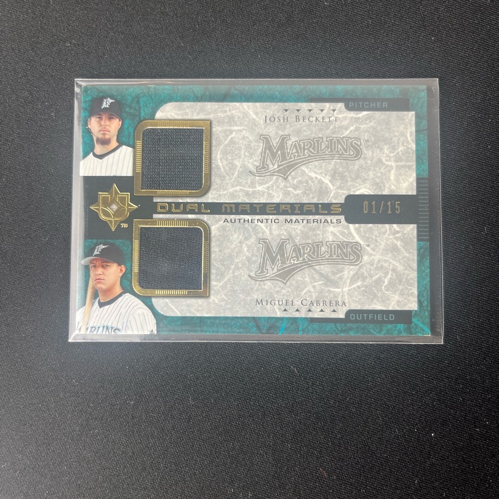 2005 Upper Deck dual materials miguel cabrera Josh beckett 01/15 Florida Marlins